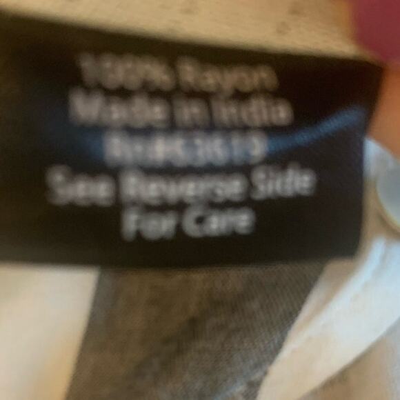 French Laundry Boyfriend Shirt 2X Gray White Stripe Button Up V Neck Lagenlook - Picture 11 of 11